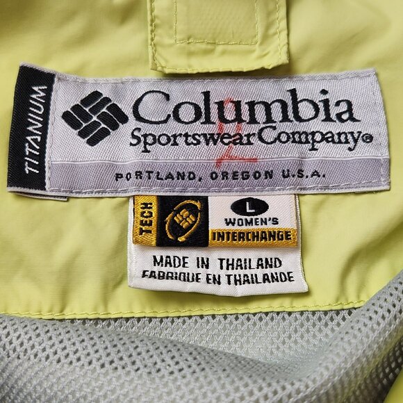 Columbia Titanium Omni Tech Rain Windbreaker Jacket Yellow/Gray Women's Large - Picture 16 of 16